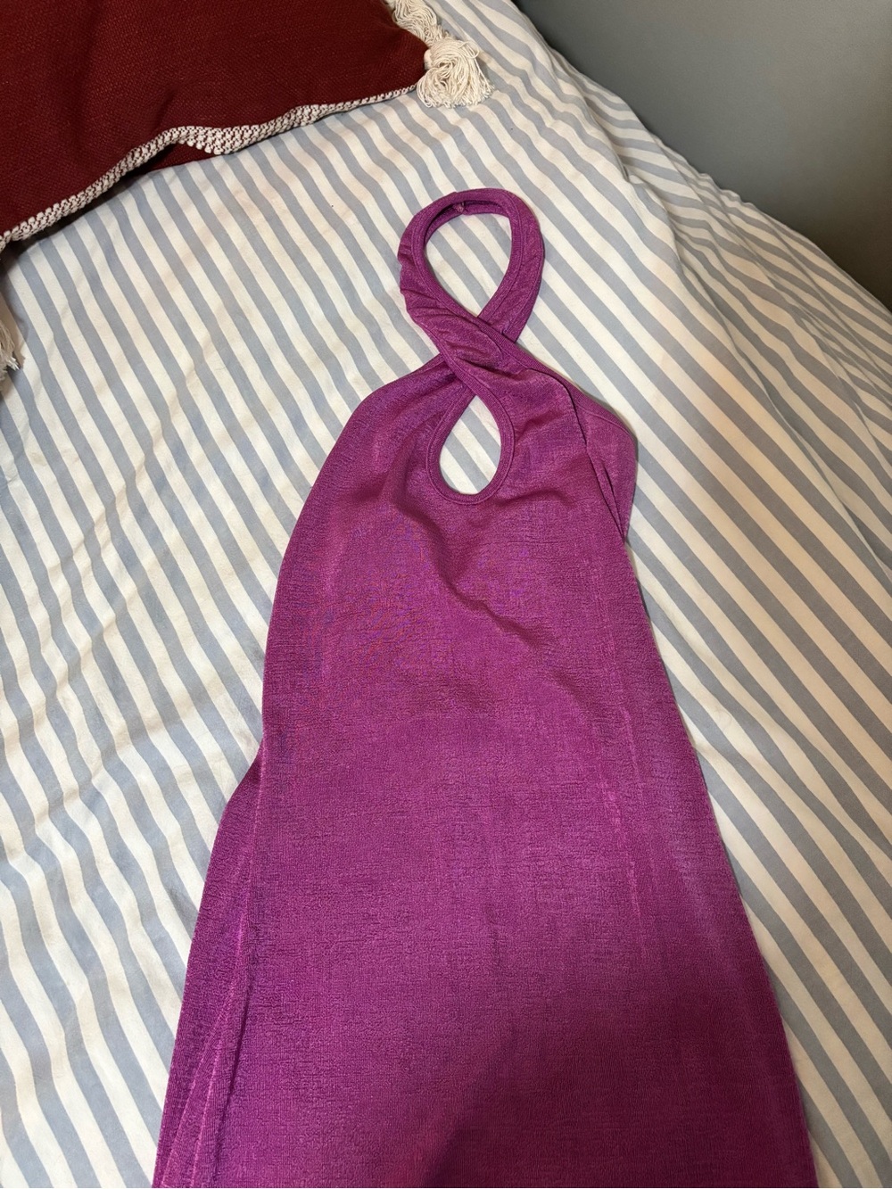 Purple Halter Knit Dress